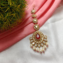 Arham Gold Plated Polki Kundan And Pearl Beads Maangtikka