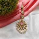 Arham Gold Plated Polki Kundan And Pearl Beads Maangtikka