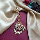 Arham Gold Plated Polki Kundan And Pearl Beads Maangtikka