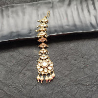 Arham Gold Plated Polki Kundan And Pearl Beads Maangtikka