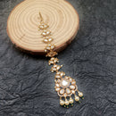 Arham Gold Plated Polki Kundan And Pearl Beads Maangtikka 