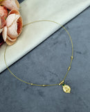 LAFZ  Invisible Wire Lakshmi Coin Pendant Necklace with Gold Bead Accents - TM599