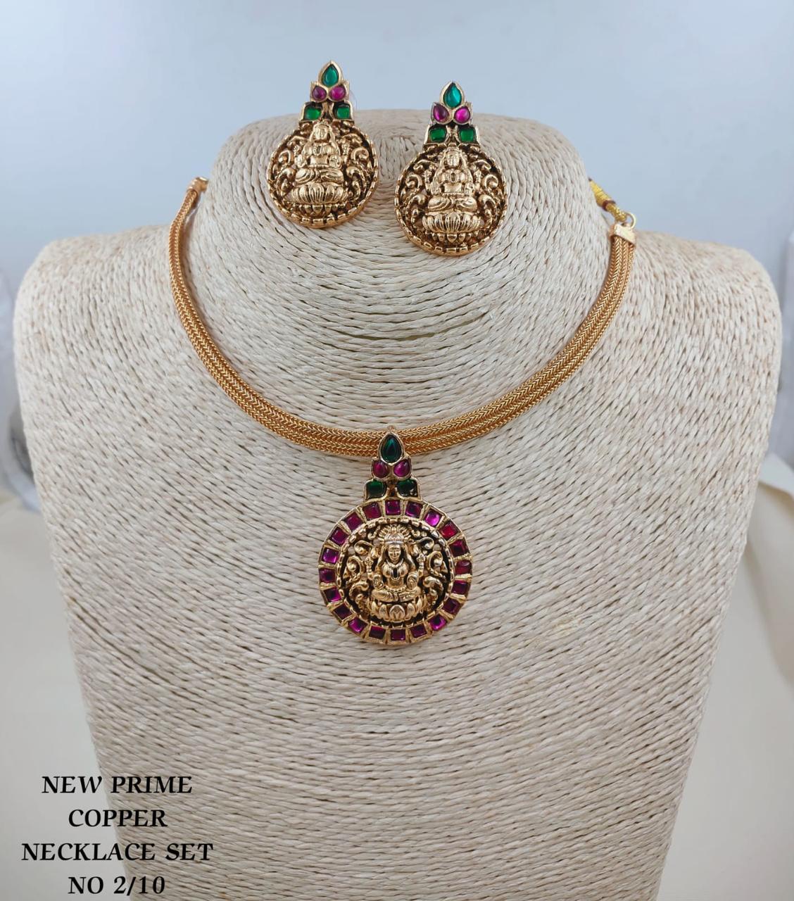 LAFZ  Antique Gold Goddess Laxmi Medallion Choker Necklace Set with Matching Earrings - TM608