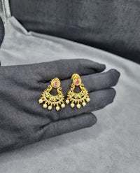 LAFZ Royal Peacock Temple Pearl Drop Earrings