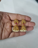 LAFZ  Classic Temple Pearl Drops Jhumkas