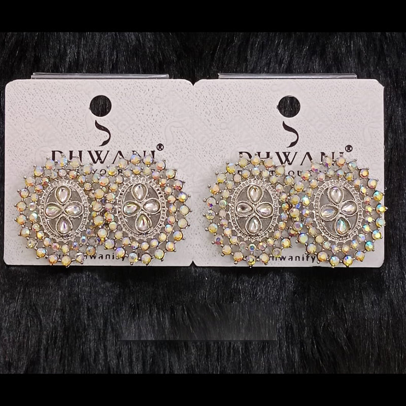 Dhwani Silver Plated Kundan And Austrian Stone Studs Earrings