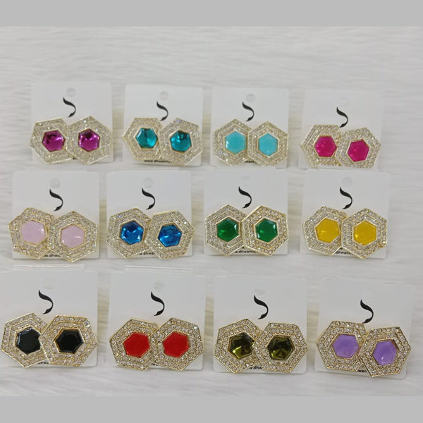 Dhwani Gold Plated Austrian Stone Studs Earrings (Assorted Color)