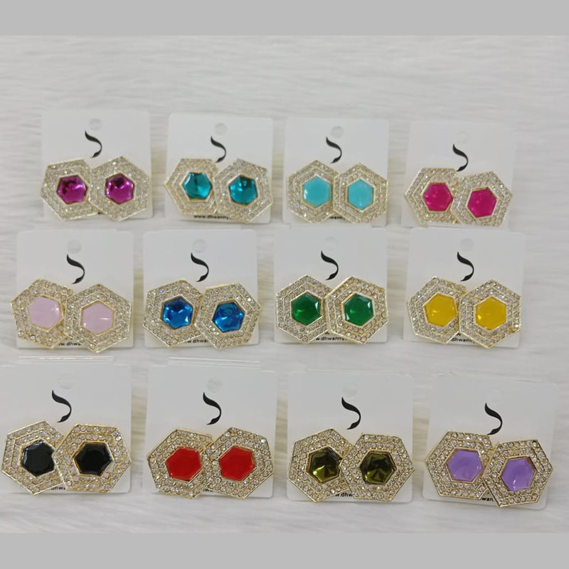 Dhwani Gold Plated Austrian Stone Studs Earrings (Assorted Color)