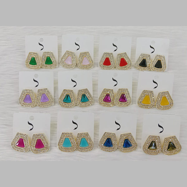 Dhwani Gold Plated Austrian Stone Studs Earrings (Assorted Color)