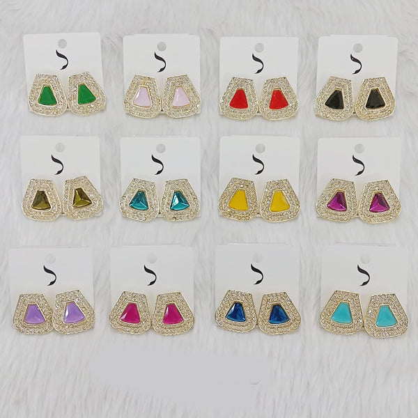 Dhwani Gold Plated Austrian Stone Studs Earrings (Assorted Color)