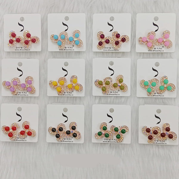 Dhwani Austrian Stone And Pearls Studs Earrings (Assorted Color)