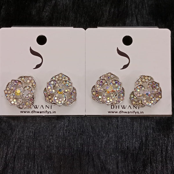 Dhwani Silver Plated Austrian Stone Studs Earrings