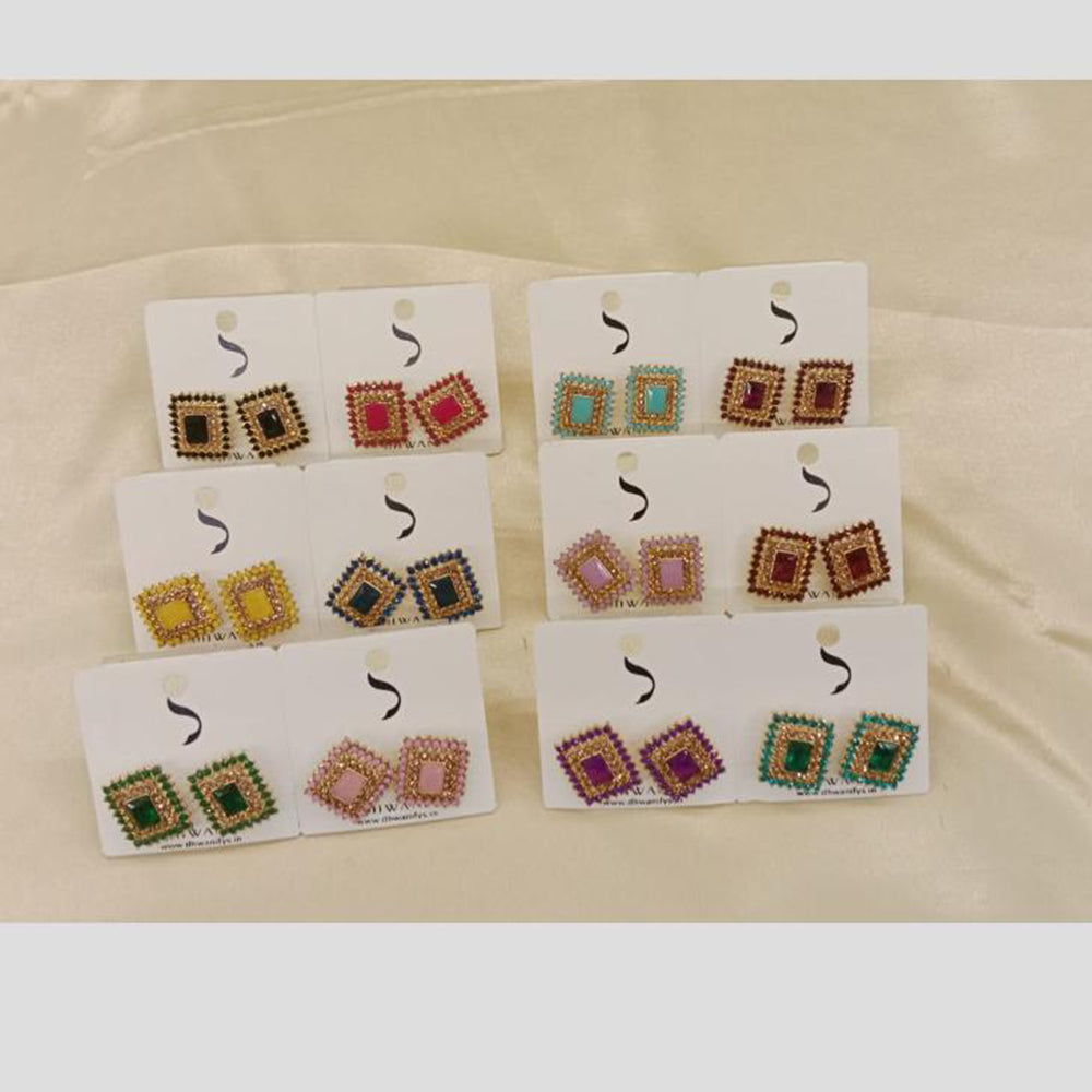 Dhwani Gold Plated Austrian Stone Studs Earrings (Assorted Color)