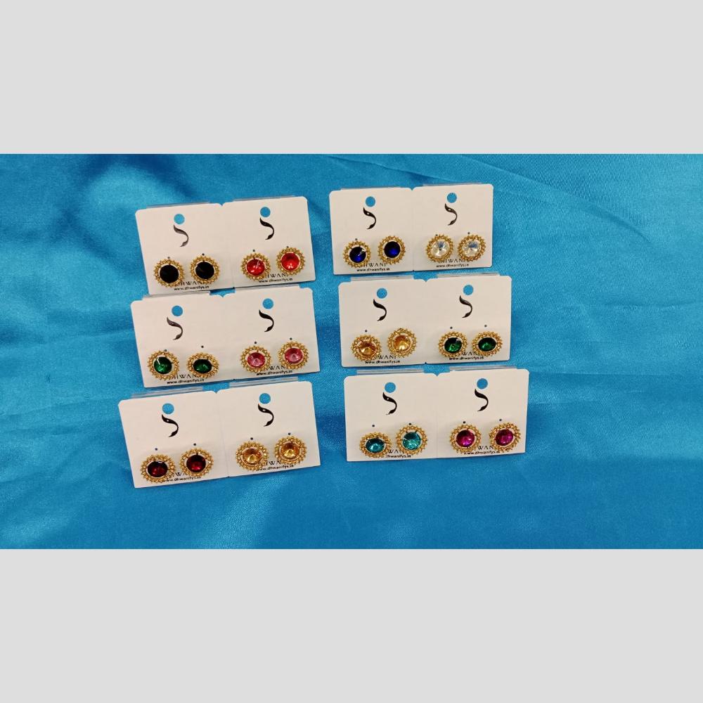 Dhwani Gold Plated Austrian Stone Studs Earrings (Assorted Color)