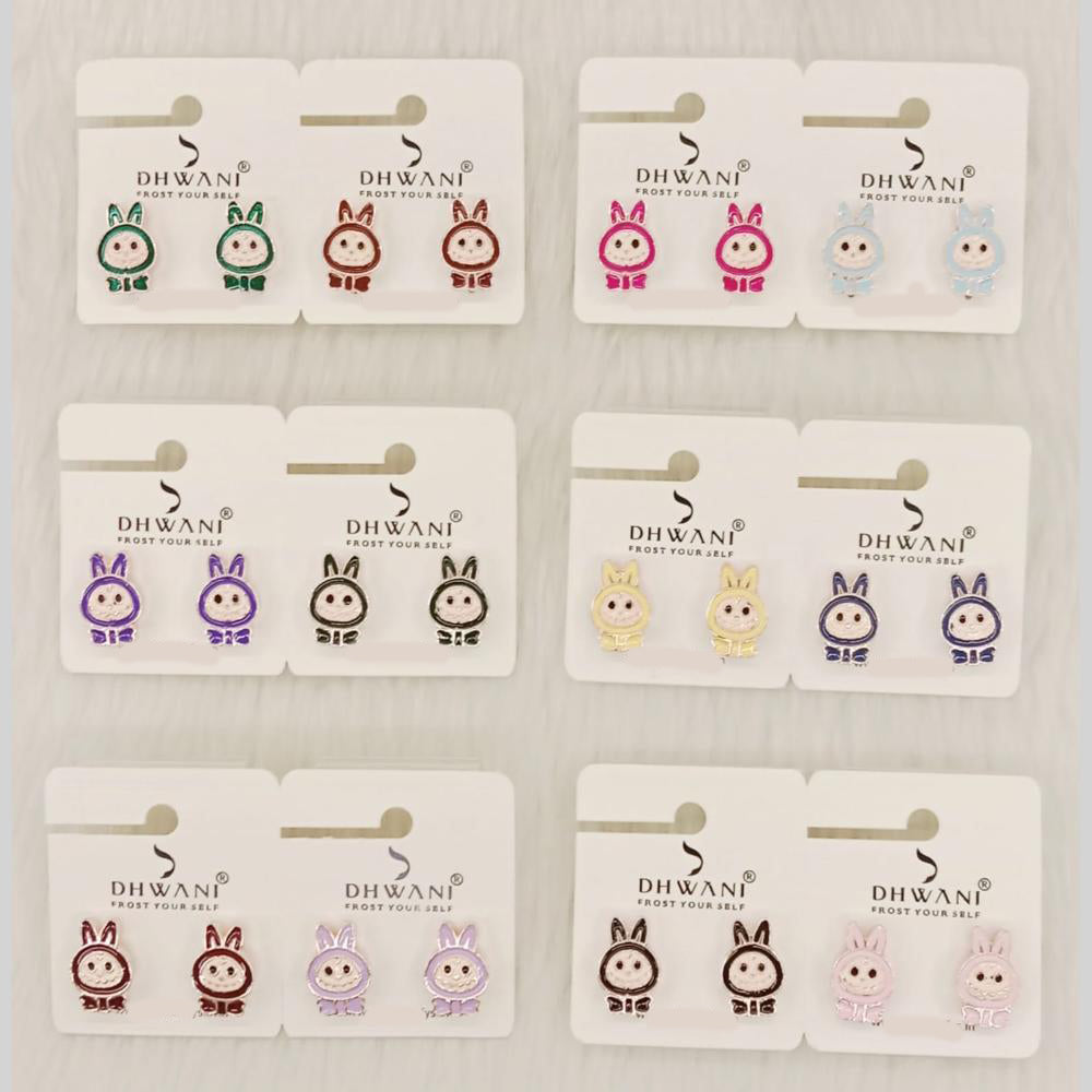 Dhwani Cartoon Style Colorful Labubu Meenakari Studs Earrings
