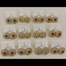 Dhwani Minimal Austrian Stone And Pota Stone Stud Earrings ( Set Of 12)
