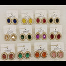 Dhwani Minimal Austrian Stone And Pota Stone Stud Earrings ( Set Of 12)