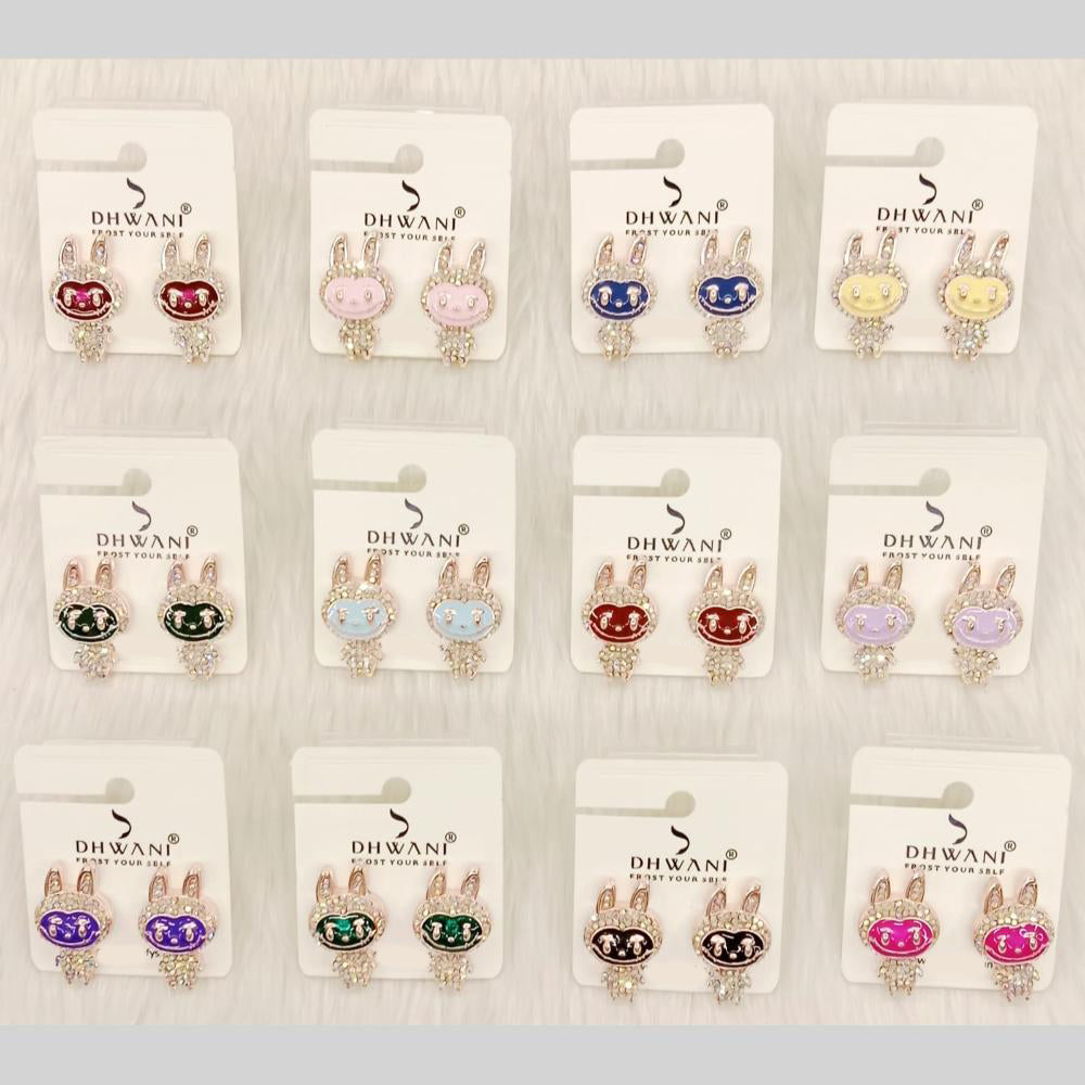 Dhwani Cartoon Style Colorful Labubu Meenakari Studs Earrings