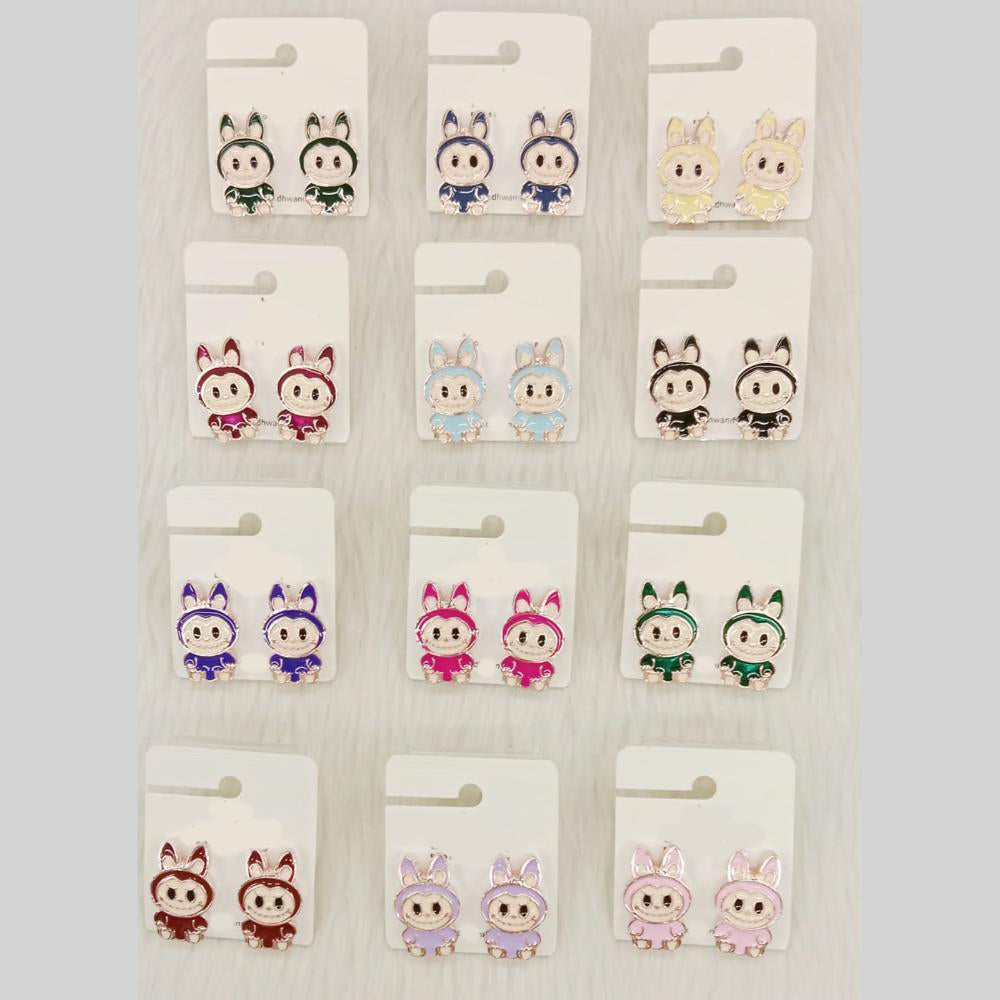 Dhwani Cartoon Style Colorful Labubu Meenakari Studs Earrings
