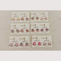 Dhwani Minimalist Flower Style Meenakari Studs Earrings