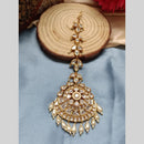 Arham Gold Plated Polki Kundan And Meenakari Pearl Beads Maangtikka