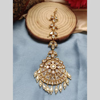 Arham Gold Plated Polki Kundan And Meenakari Pearl Beads Maangtikka