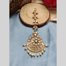 Arham Gold Plated Polki Kundan And Meenakari Pearl Beads Maangtikka