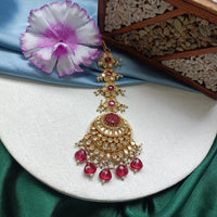 Arham Gold Plated Polki Kundan And Pearl Beads Maangtikka