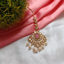 Arham Gold Plated Polki Kundan And Pearl Beads Maangtikka