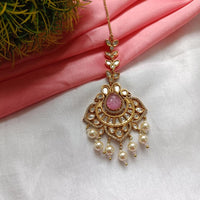 Arham Gold Plated Polki Kundan And Pearl Beads Maangtikka