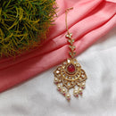 Arham Gold Plated Polki Kundan And Pearl Beads Maangtikka