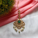 Arham Gold Plated Polki Kundan And Pearl Beads Maangtikka