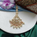 Arham Gold Plated Polki Kundan And Meenakari Pearl Beads Maangtikka