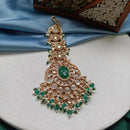 Arham Gold Plated Polki Kundan And Pearl Beads Maangtikka