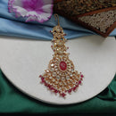 Arham Gold Plated Polki Kundan And Pearl Beads Maangtikka
