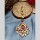 Arham Gold Plated Polki Kundan And Pearl Beads Maangtikka
