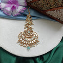 Arham Gold Plated Polki Kundan And Meenakari Pearl Beads Maangtikka
