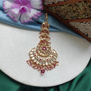 Arham Gold Plated Polki Kundan And Meenakari Pearl Beads Maangtikka