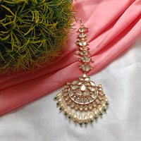 Arham Gold Plated Polki Kundan And Pearl Beads Maangtikka
