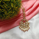 Arham Gold Plated Polki Kundan And Pearl Beads Maangtikka