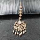 Arham Gold Plated Polki Kundan And Pearl Beads Maangtikka