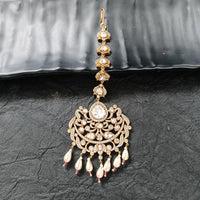 Arham Gold Plated Polki Kundan And Pearl Beads Maangtikka