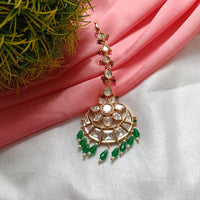 Arham Gold Plated Polki Kundan And Pearl Beads Maangtikka 