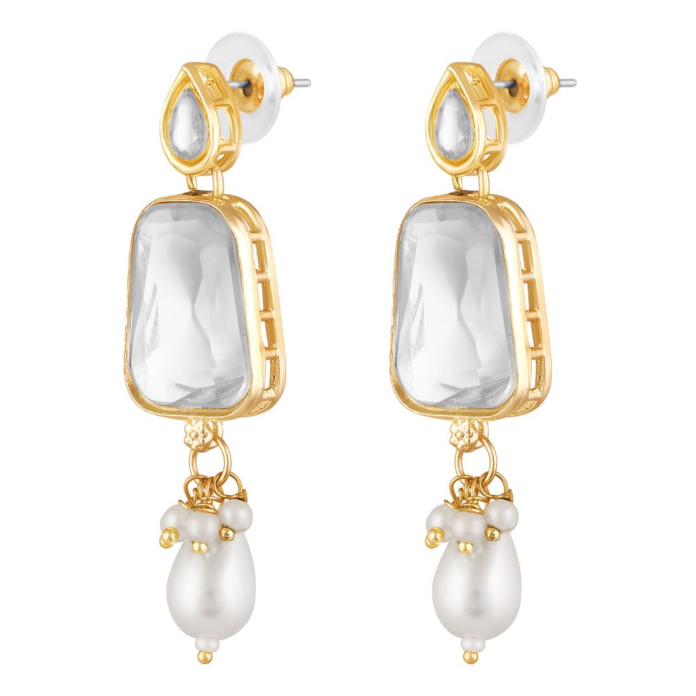 Mahi Traditional Necklace Set Adjustale Finger Ring with White Kundan for Women (VNCJ4016)