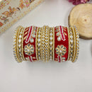 Wedding Chuda Gold Plated Kundan Stone Pearl Bangles Set