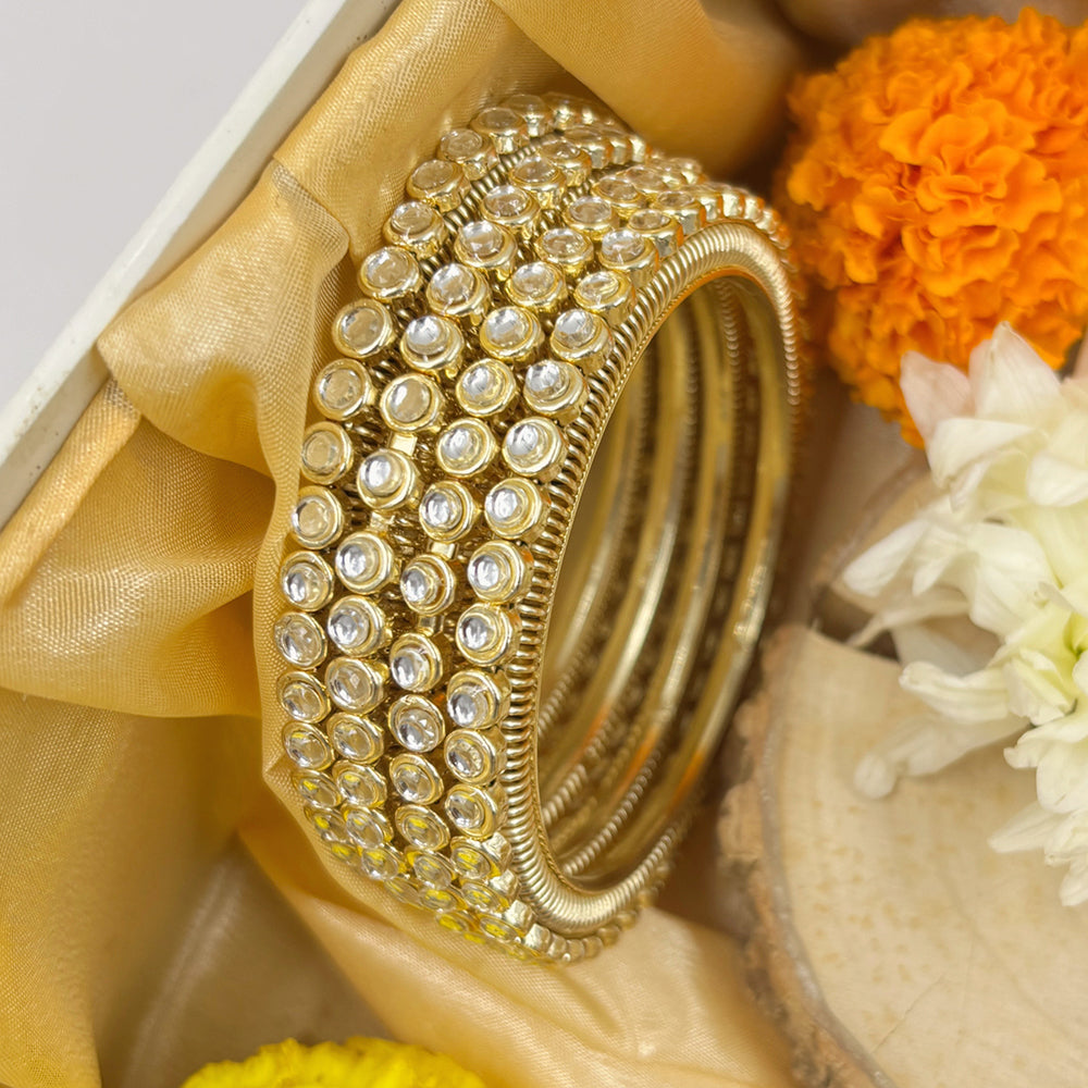 Wedding Chuda Gold Plated Kundan Stone Bangles Set