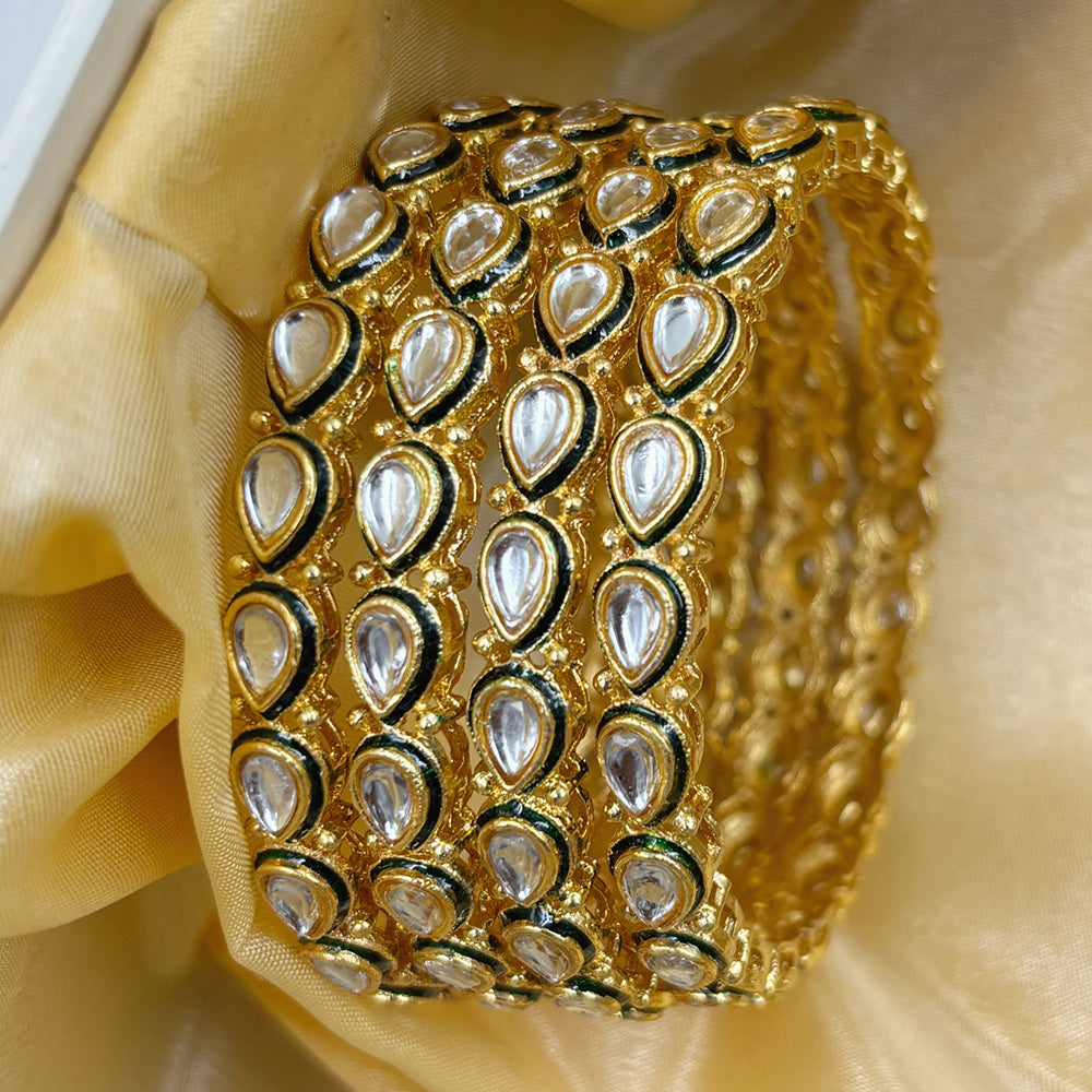 Wedding Chuda Gold Plated Kundan Stone Bangles Set