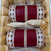 Wedding Chuda Gold Plated Austrian Stone And Pearl Acrylic Bangles Set