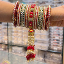 Wedding Chuda Gold Plated Kundan Stone And Pearl Bangles Set