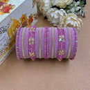 Wedding Chuda Gold Plated Austrian Stone Velvet Bridal Bangles Set